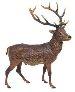 Vienna Bronze Deer Pen Holder: Bronze deer, attributed to Franz Bergman, circa 1920. Bronze cold painted deer with fine chases of fur. (1860). Stamped Austria, numbered 011, and a faint maker's mark. Please note: these pen