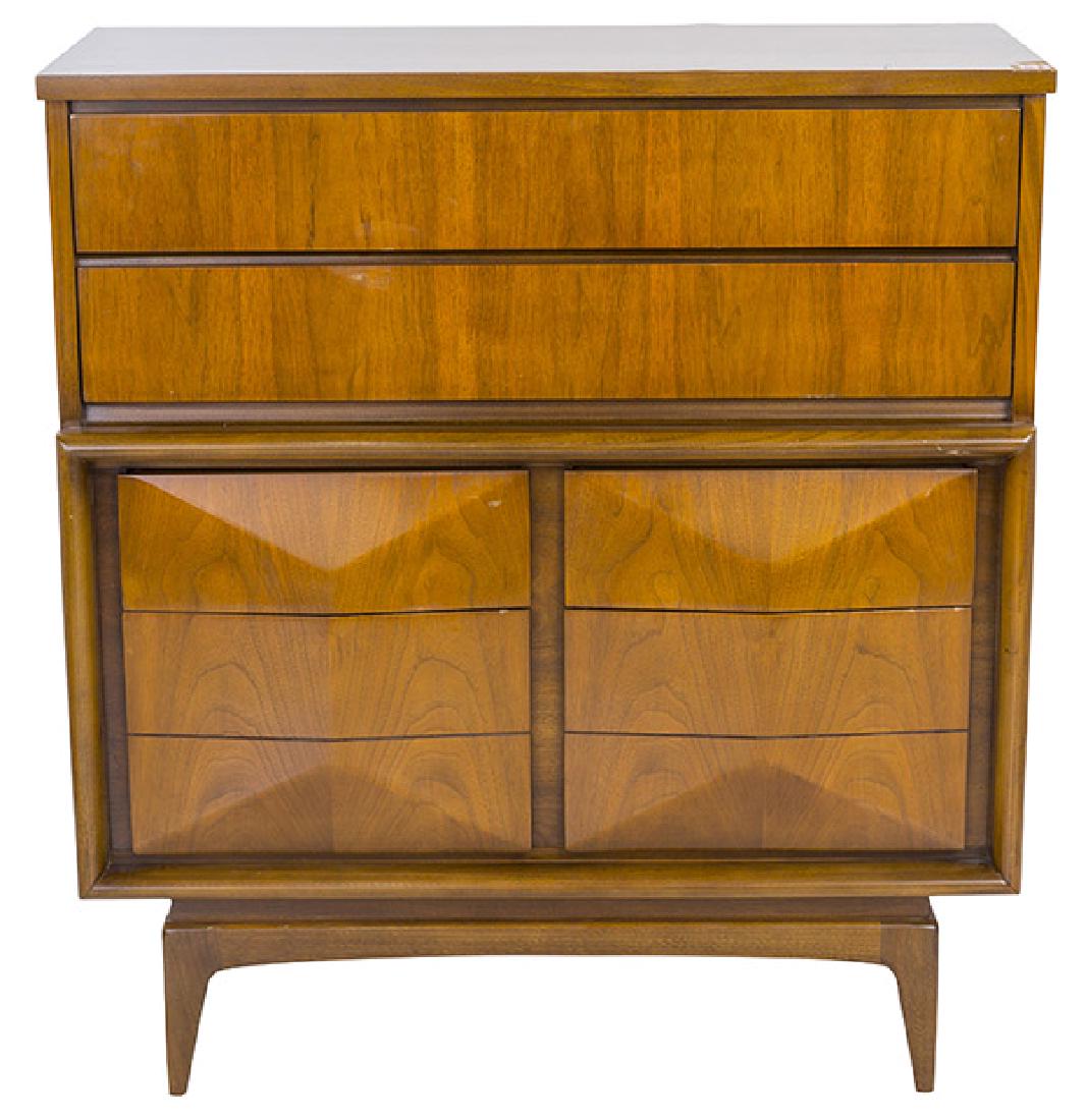 Chest in Style of Vladimir Kagan: Dresser. United furniture, USA, 1960's. In the style of Vladimir Kagan. 40w x 17 3/4d x 36h.