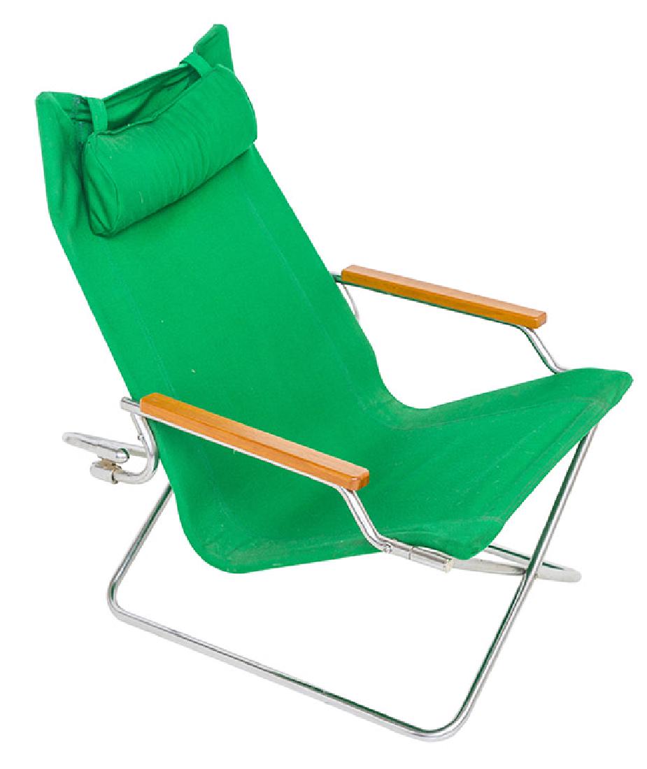Takeshi Nii Lounge Chair: Folding chair. Japan, Jox Interni, 1958. Washable canvas, tubular chrome. 24w x 27d x 33h. (seat height 13)