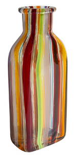 Angelo Barovier (Attribution) Canne Vase: Vase. Barovier & Tosso, Italy, 1958. Polychrome glass canes. 4 3/4w x 4 1/4d x 12 1/2h.