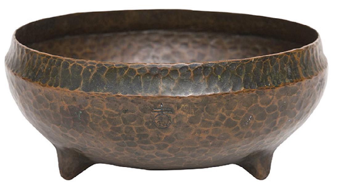Roycroft Tri-Footed Hammered Copper Bowl (1 of 6)