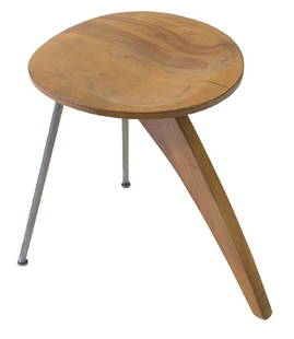 Isamu Noguchi Rudder Stool Model IN-22: Rudder Stool. Herman Miller USA, 1949. Birch, ash, zinc-plated steel, aluminum, rubber. 14w x 19d x 17 1/2h. Provenance; Leslie Hindman Auctions. 1980's. She had three in three consecutive lots.