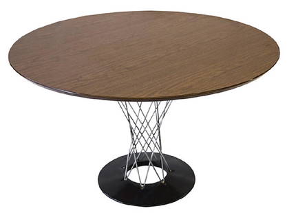 Isamu Noguchi Dining Table Model 312: Cyclone dining table (47 Â¾ dia. X 29h), Knoll associated USA, 1955. Walnut laminate , chrome plated steel, enameled steel. Literature; Knoll Furniture: 1938-1960, Rouland and Rouland. Ppg. 116.