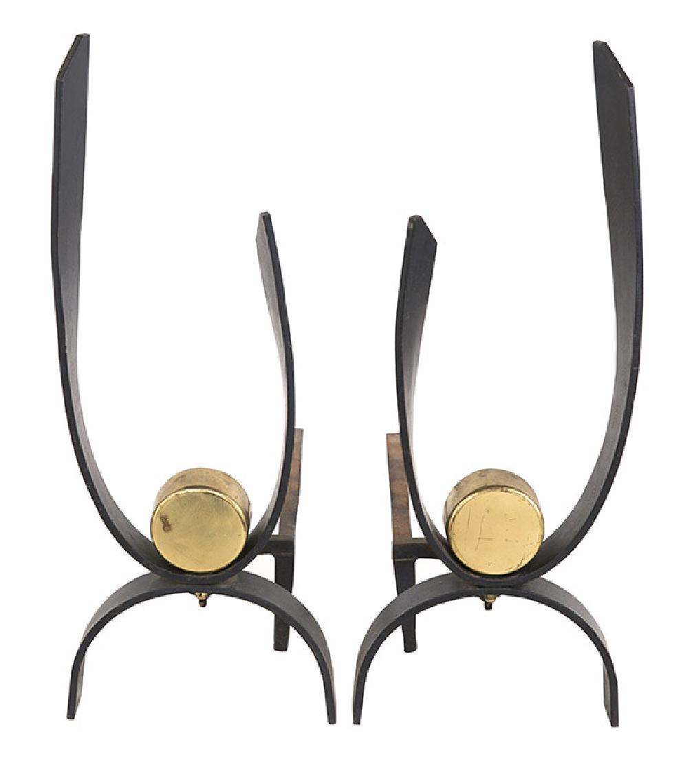 Donald Desky Andirons: Andirons (8w x 17d x 20 1/2h), pair, 1960. Brass, and iron.