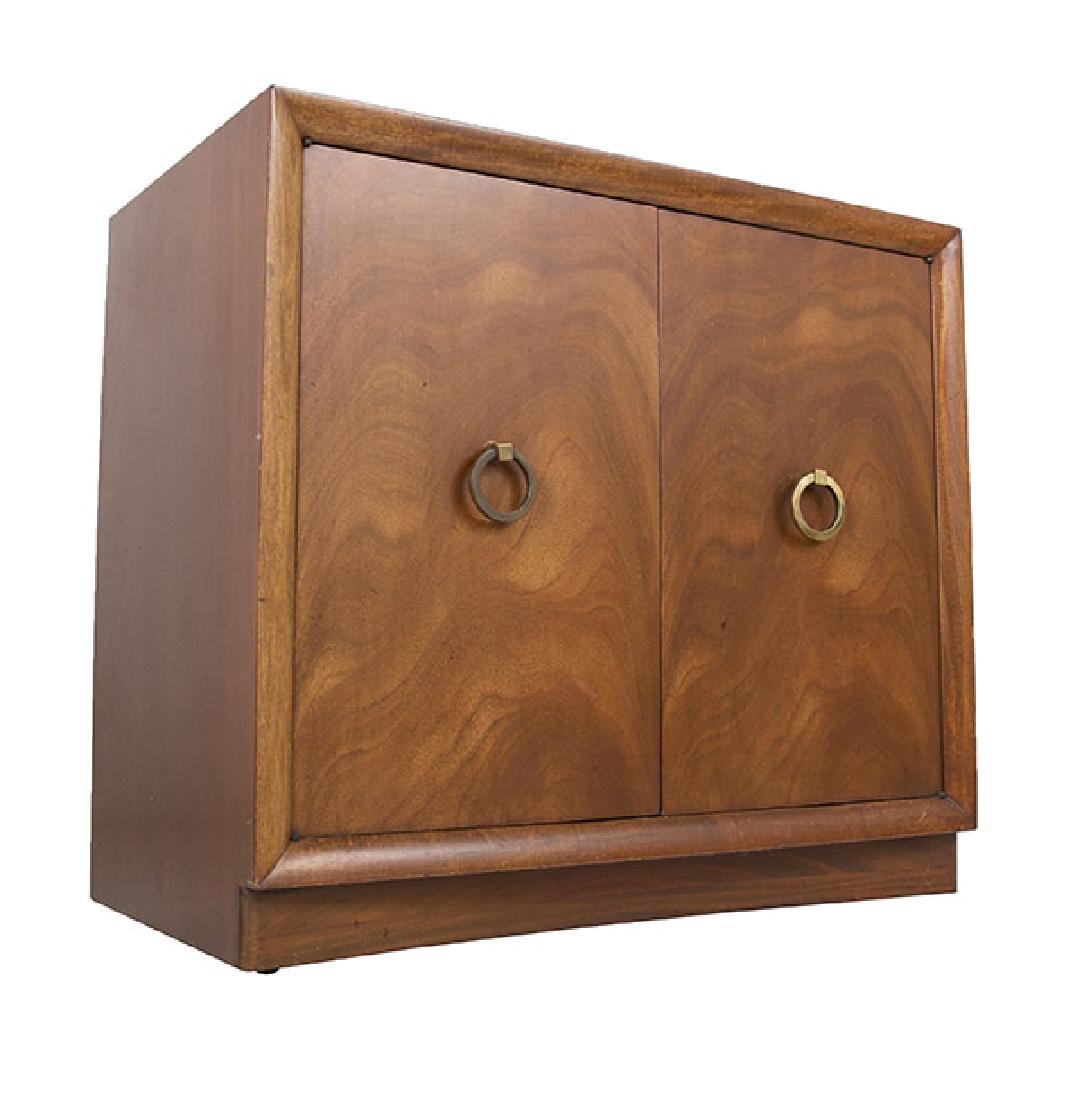 T.H. Robsjohn Gibbing Cabinet: Server/storage cabinet. 1950. Mahogany, brass. 35w x 21d x 31h.