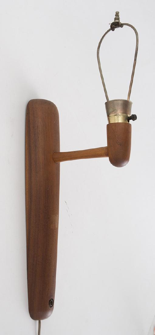 Jane and Gordon Martz Wall Sconce: Rare wall sconce. Marshall Studios. Walnut, brass, and plated metal. 3 1/2w x 9d x 24 1/2h.