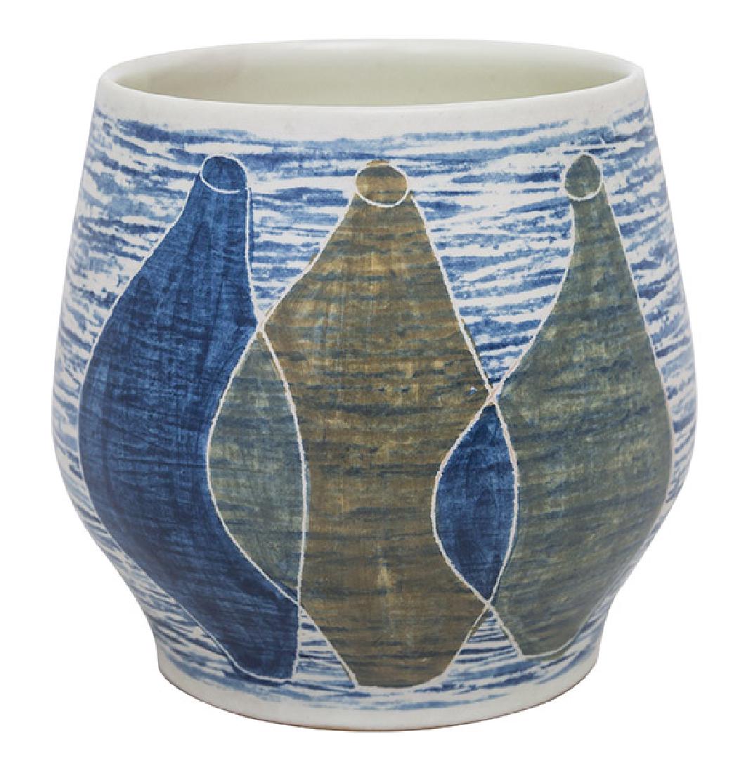 Alvino Bagni Vase: Vase, Raymor. Italy, 1950's. Glazed ceramic. Manufacturer's label and signed to underside. 5 dia x 5 1/2h.