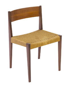 Poul Cadovius Pia Chair: Side chair, Girsberger, Switzerland, 1950's. Beech, hemp, and teak. 18 1/2w x 18 1/2d x 29h.