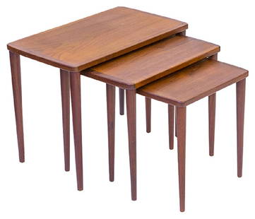 Scandinavian Nesting Tables: Nesting tables, set of three. Sweden, 1960's. Teak. Largest; 23w x 13 3/4d x 17 3/4h.