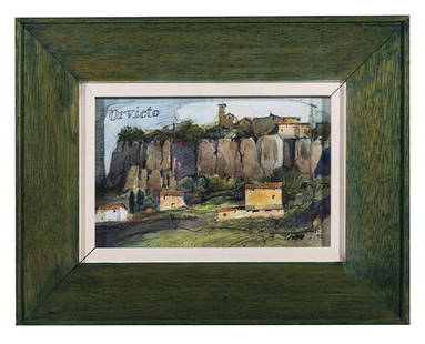 Richard Schlecht (b 1936) Watercolor (Kentucky): Watercolor on paper. "Orvieto". Signed. 3 1/2 x 5 1/2 sight, frame; 9 1/2 x 9 1/2.