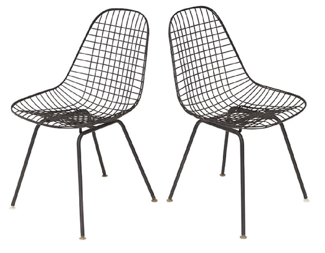 Charles and Ray Eames DKX-1's: Wire chairs, pair. USA, 1957. Enameled steel. 19w x 22d x 29h.