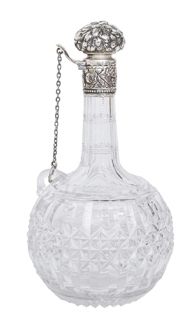 Russian Cut Glass  Decanter with Sterling top (1 of 7)