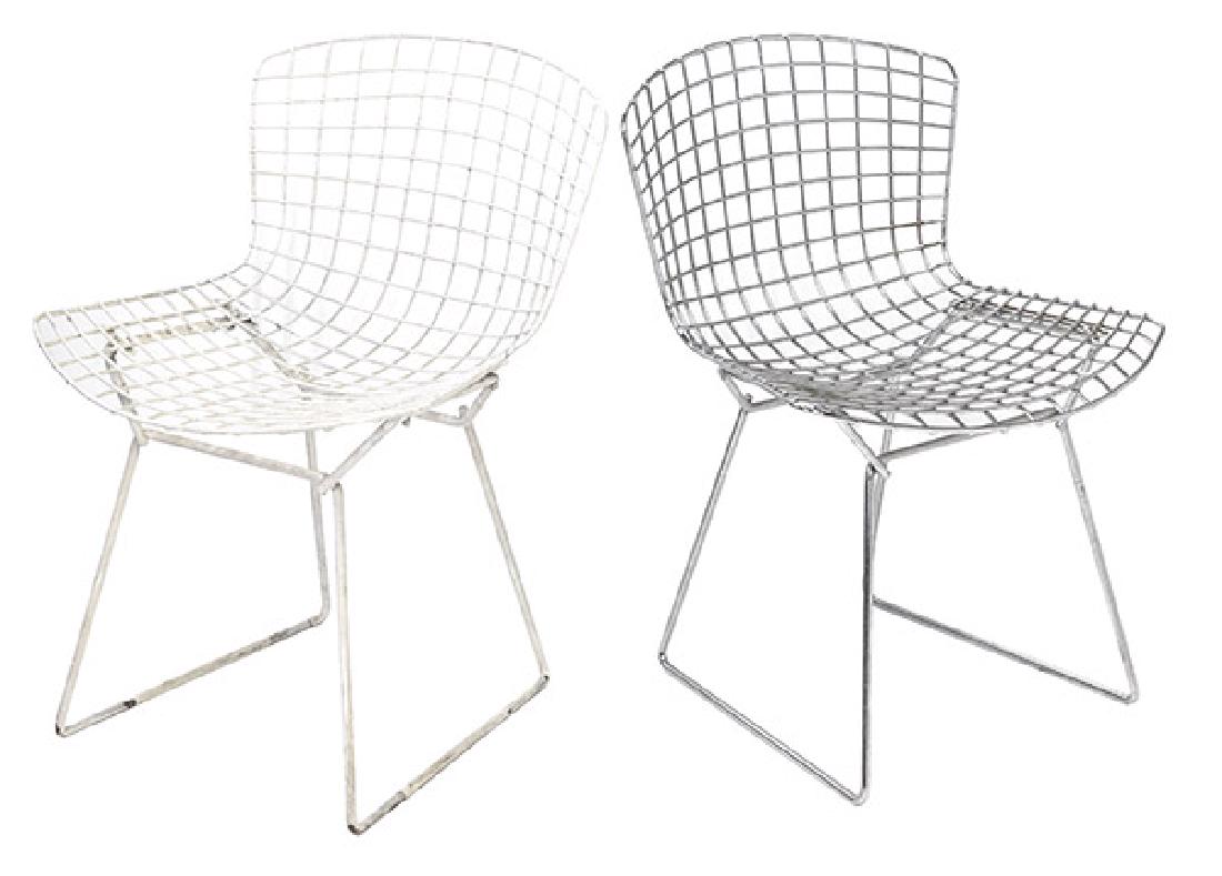 Harry Bertoria Dining Chairs: Dining chairs, 2. Knoll Associates. USA, 1950's. Enameled steel and chrome plated steel. 21 1/2w x 22d x 30 1/4h and 29 1/2h.