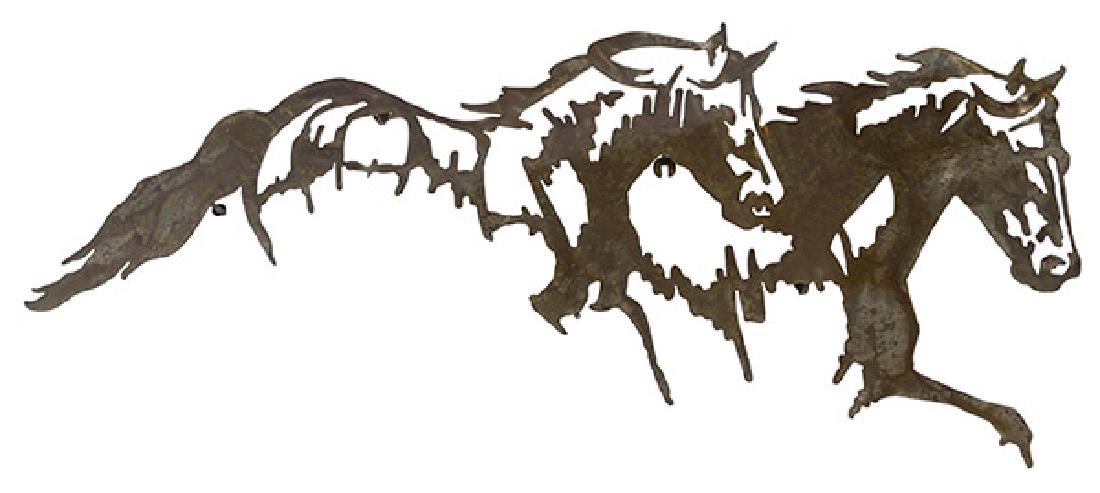 Horse Skeleton Wall Relief Sculpture: Lacquered steel. Artist unknown. 1970's. 34 1/2w x 1 1/4d x 15h.