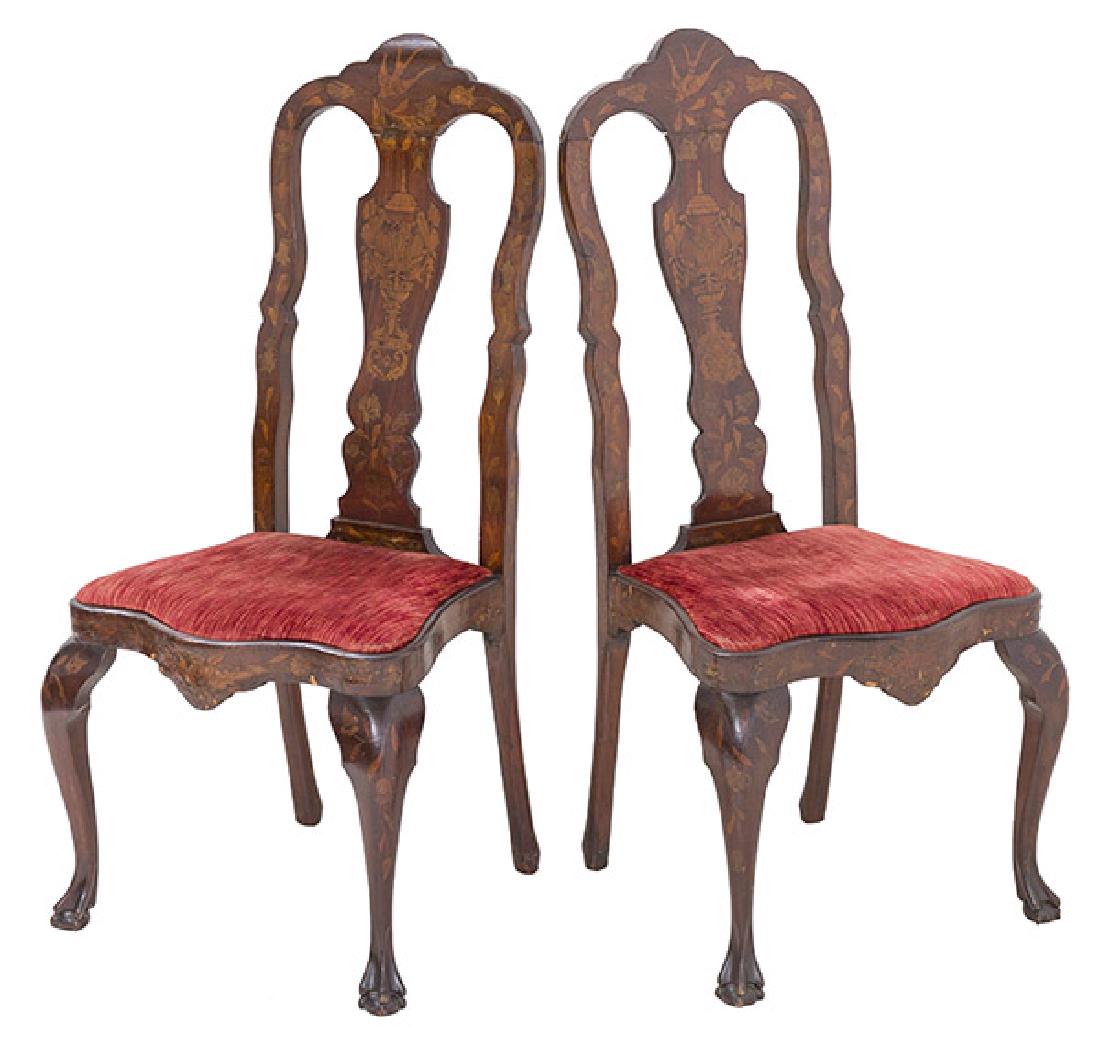 19th Century Dutch Marquetry Inlaid Side Chairs (1 of 16)