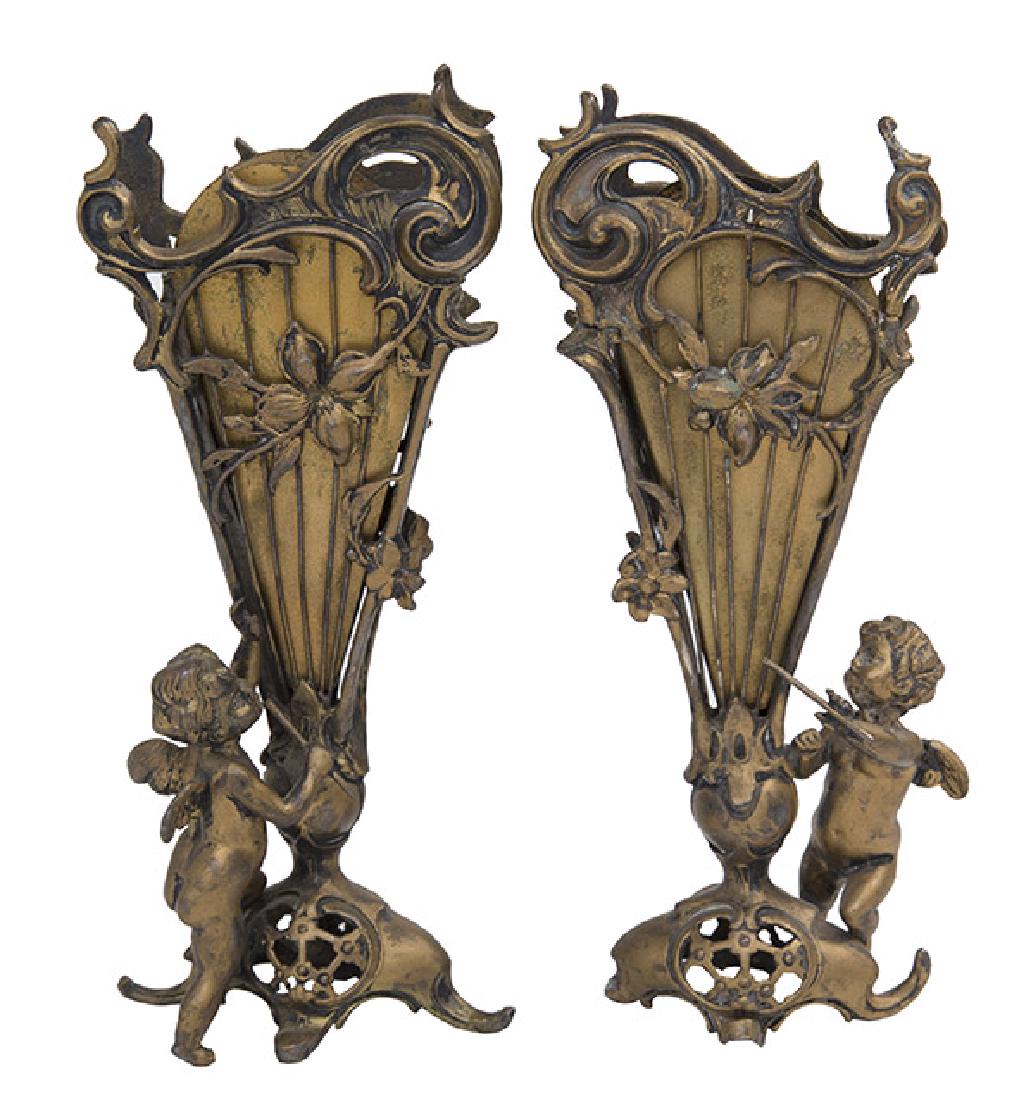 Art Nouveau Cherub Fan Vases (1 of 7)