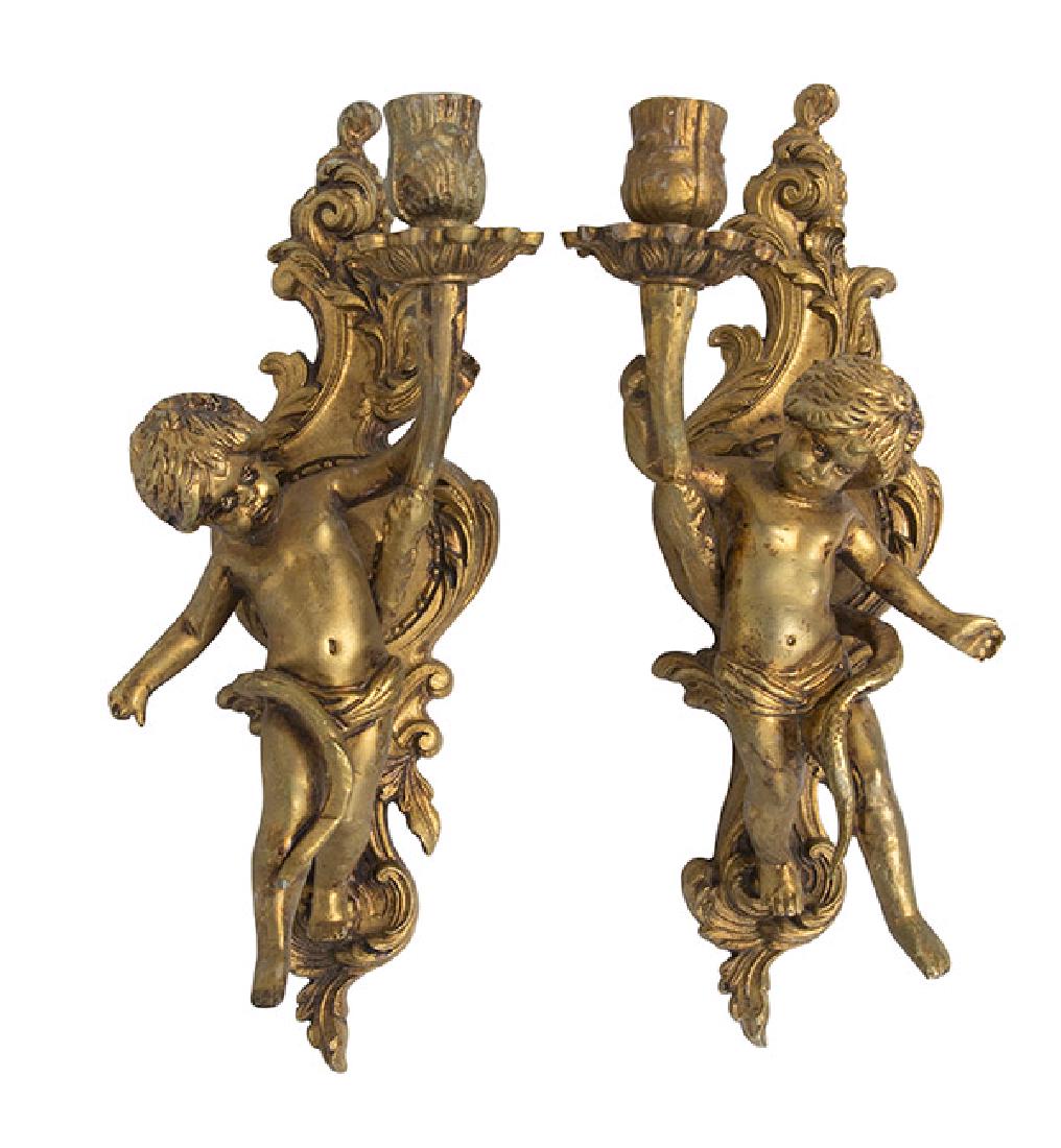 Gilded Bronze Cherub Sconces (1 of 9)