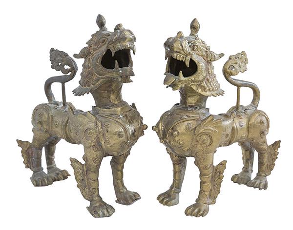 Antique Chinese Brass Foo Lions (1 of 9)