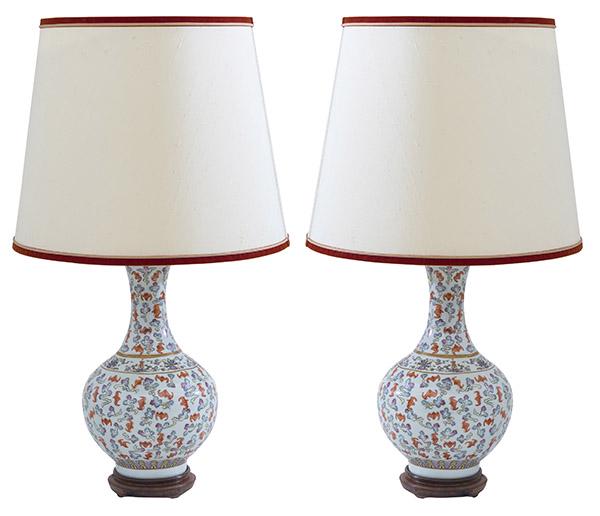 Chinese Porcelain Bottle Vase Lamps (1 of 7)