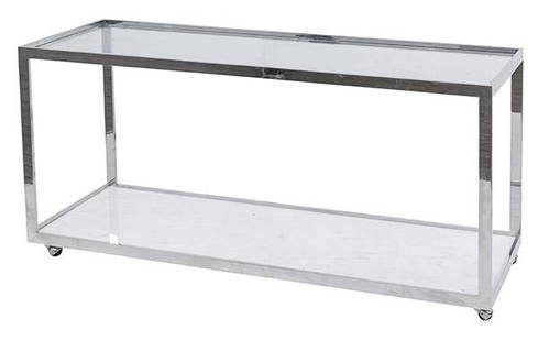 Jules Heumann Console: Console, Metropolitan Furniture, USA, 1953. Carrara marble, chrome plated steel, glass 60 1/8w x 19d x 29h