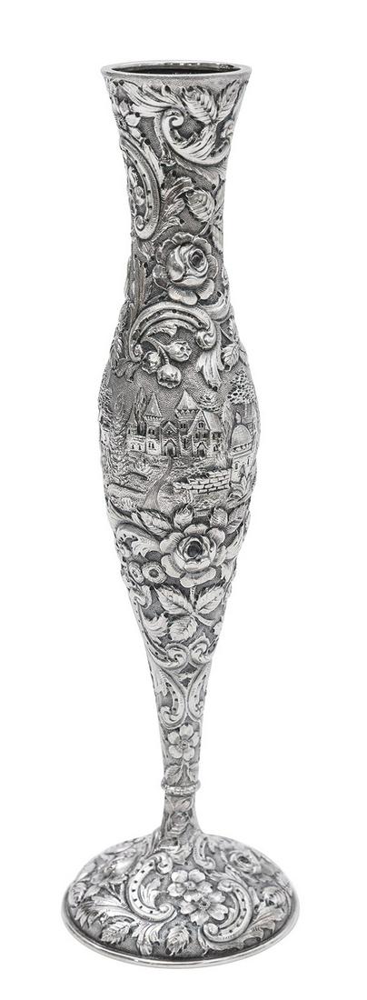 Loring Andrews "Castle" Pattern Sterling Vase (1 of 9)