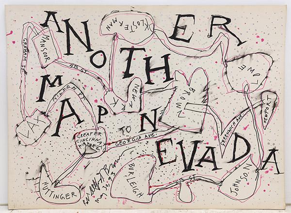 Robert Delford Brown (1930-2009) Marker (CA, NY): Marker on artist board, "Another Map to Nevada" signed and dated May 30, 1993. 30 x 40 sight.