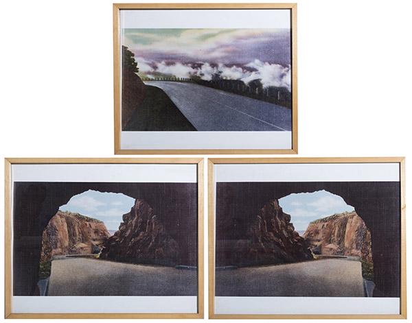 Michael Lowe (20th/21st Century) Digital Photo Triptych: Digital photographs, triptych , set of three. Canyon and tunnel. 19 3/4 x 25 3/8 sheet size.