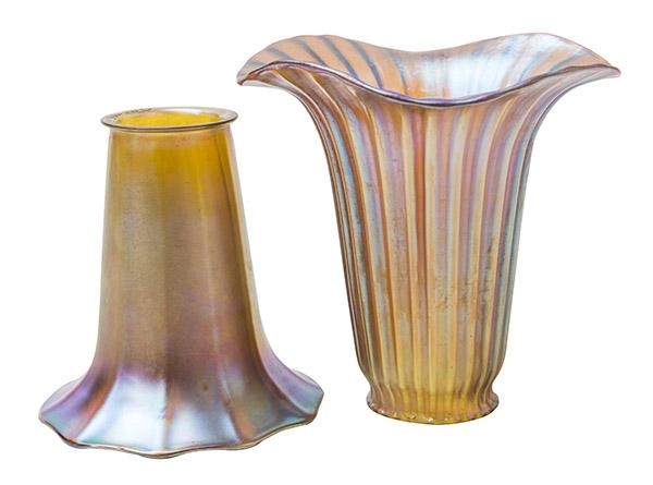 Signed Iridescent Quezal Art Glass Shade & Steuben Art (1 of 5)