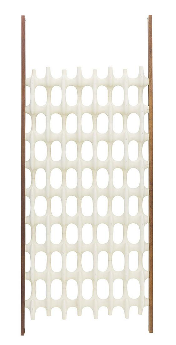 Don Harvey "Whale Bone" Room Divider: Room divider/ screen, USA, 1960's. Moulded fiberglass, walnut. 38w x 4 1/4 x 92h.