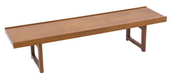 Torbjorn Afdal Krobe Bench: Bench, Mellemstrands Trevareindistri as for Bruksbro, Norway, 1962. Teak, enameled steel. 59 1/4w x 14 1/2d x 13 1/2h.