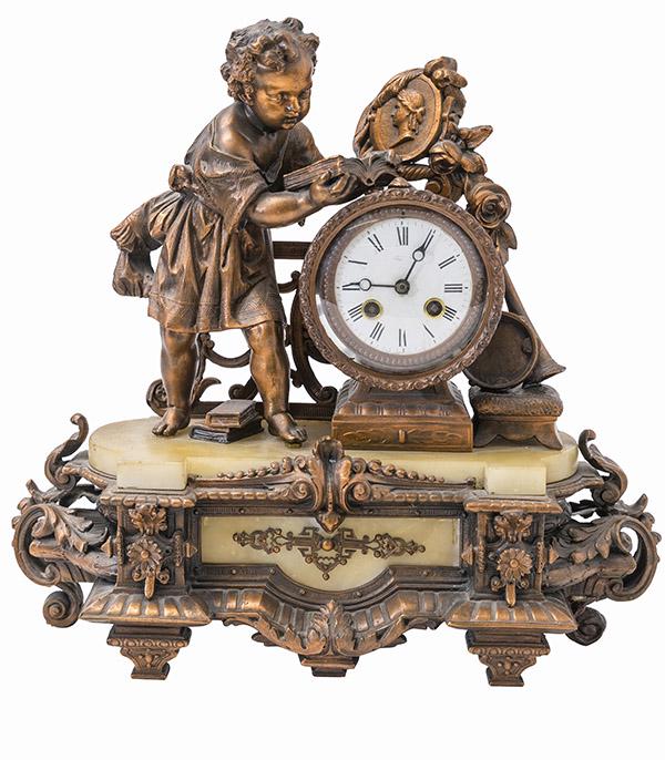 French Onyx and Bronze Mantle Clock (1 of 7)