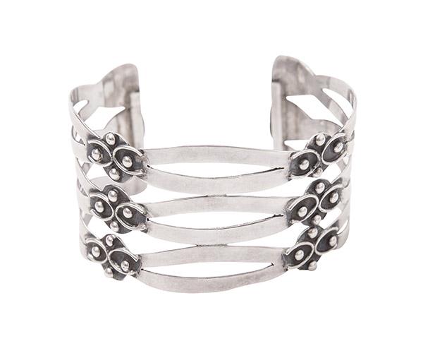 Taxco Sterling Three Level Juvenal Cuff Bracelet (1 of 6)