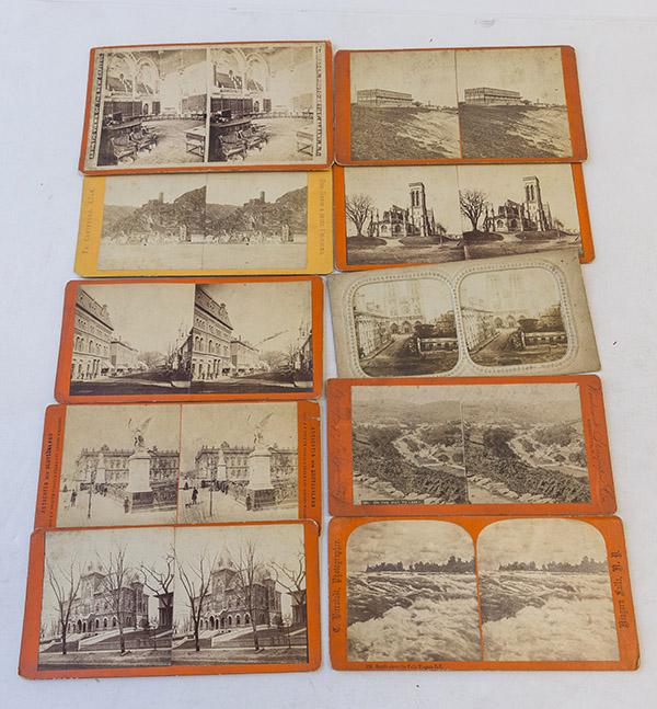 Nine Stereo-scope Cards: New Capital, Niagra Falls, Rochester, NY, Berlin, Paris, Springfield, Mass, Europe