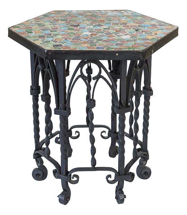 1920s Gothic Revival Mosaic Top Side Table (1 of 9)