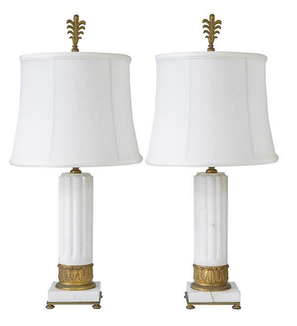marble column table lamp