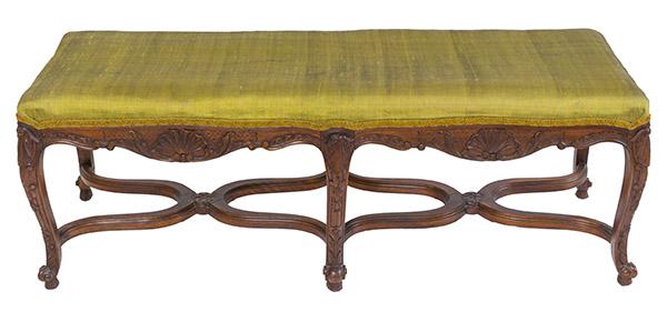 French Carved Upholstered Bench (1 of 9)