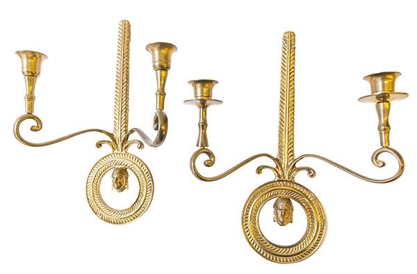 Egyptian Revival Brass Sconces (1 of 6)