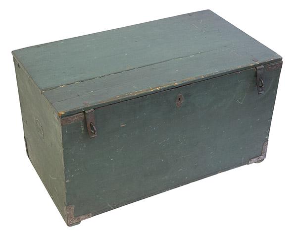 Green Primitive Trunk with Strap Hinges (1 of 10)