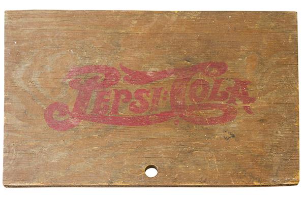 Pepsi-Cola Checker Board Grate Top: Rare Pepsi-Cola grate top circa 1900 with original red stenciling and interior bottle cap checkers. 17 7/8w x 12h