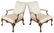 Pair of Carved Chippendale Lounge Chairs 20th Century