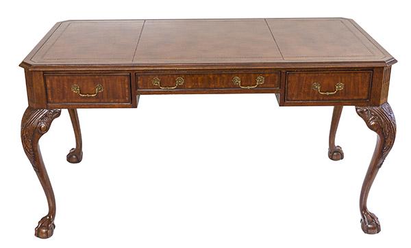 Maitland Smith Chippendale Style Tooled Leather Desk (1 of 9)