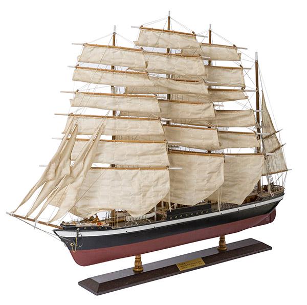 20th Century Model of Four Mastered Braque Pomir: Blohm & Voss, Hamburg 1905. Sunk September 21, 1957 with only six survivors from hurricane Carrie. 36w x 8d x 26 1/2h