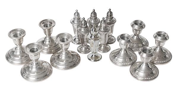 Weighted Sterling Silver Salts and Candlesticks (1 of 6)