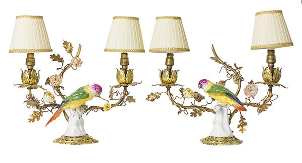 Pair of Porcelain Parrot Lamps (1 of 7)
