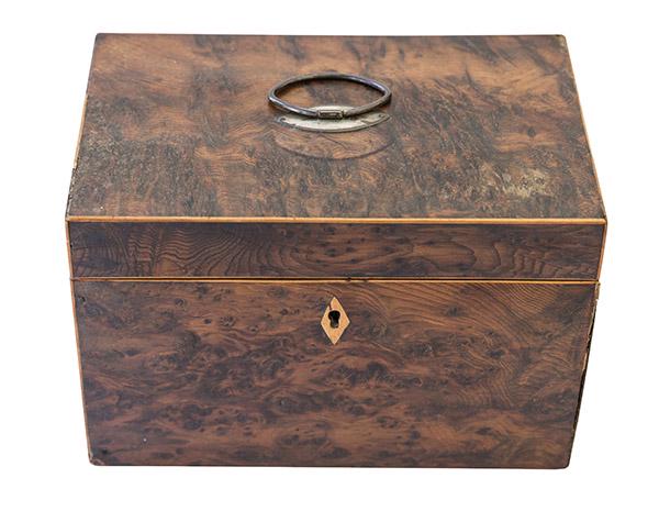19th Century Burled Walnut Tea Caddy (1 of 8)