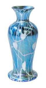 Durand Blue Heart and Vine Glass Vase