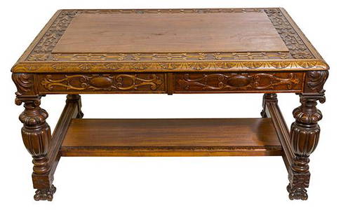 Outstanding Heavily Carved Victorian Partner's Desk