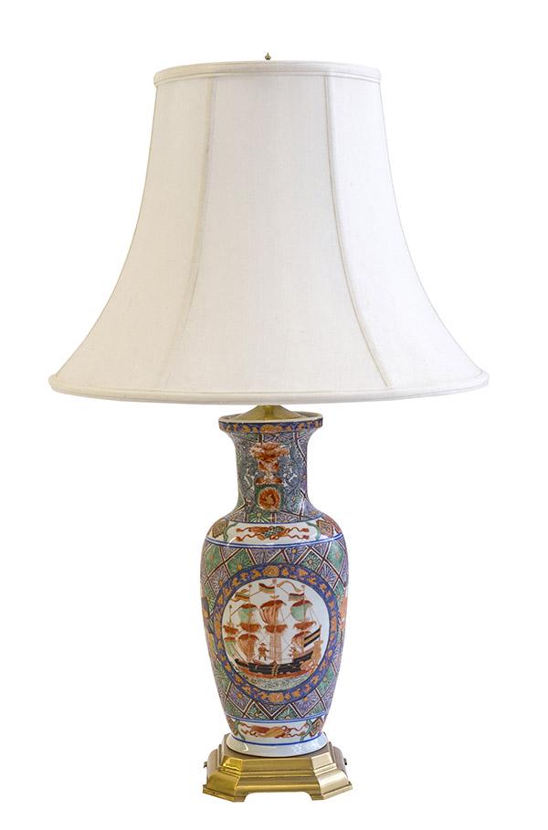 19th Century Chinese Export Porcelain Black Ship Lamp (1 of 16)