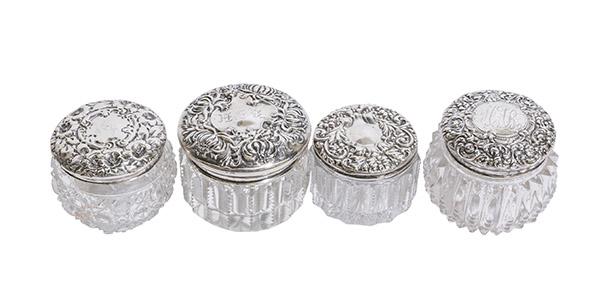 Assembled Cut Glass Powder Jars with Sterling Lids (1 of 9)