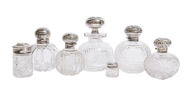Assembled Cut Glass & Sterling Perfume Bottles Plus (1 of 9)